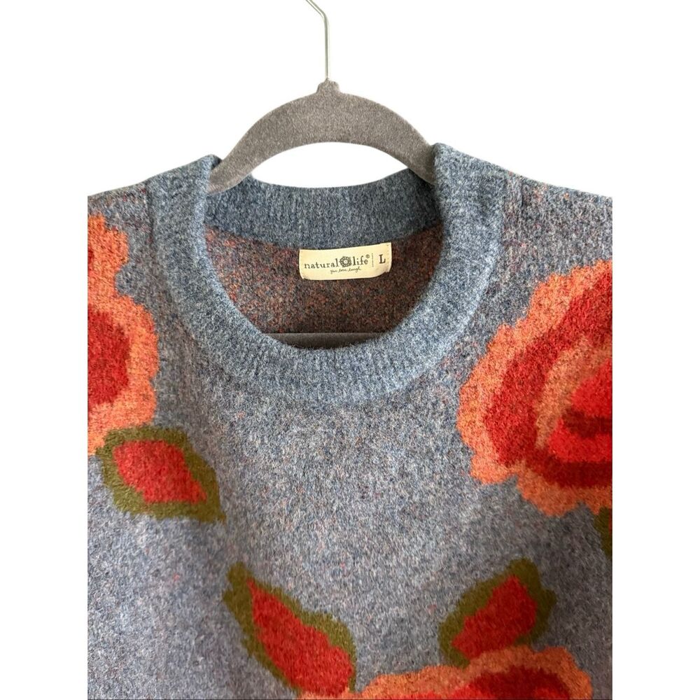 Natural Life Womens Blue Rosie Jacquard Wool Blend Pullover Sweater Size Large - Picture 2 of 9